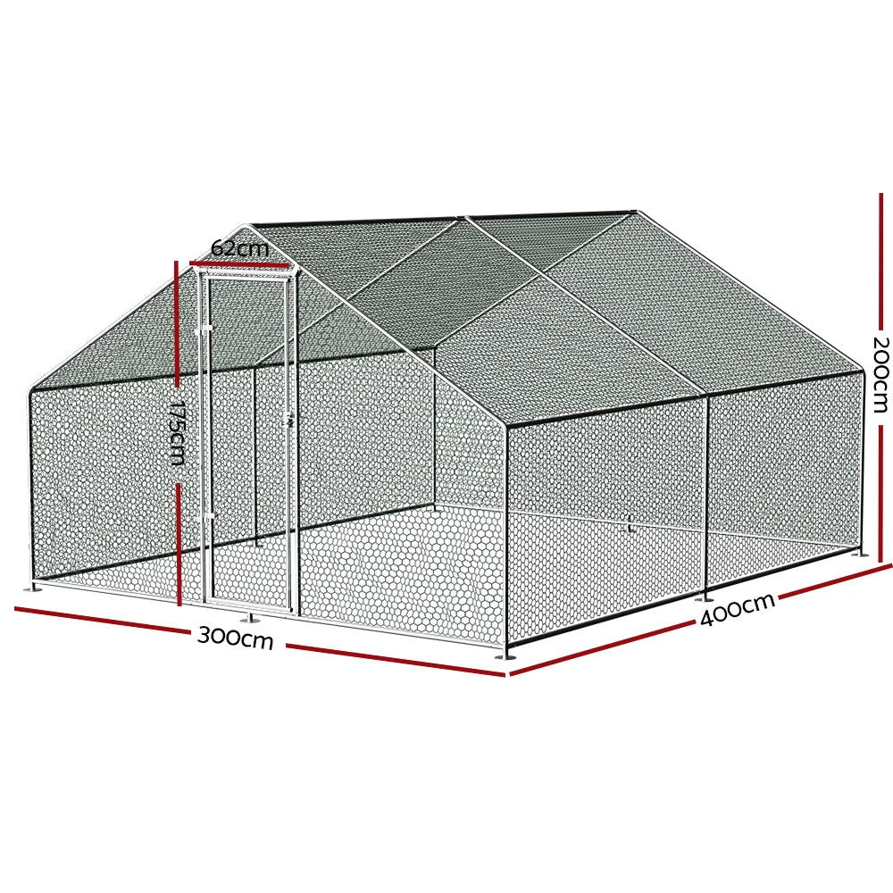 Chicken Coop Cage 3x4x2M Galvanized Steel