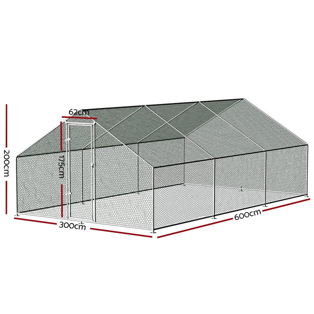 Chicken Coop Cage 3x6x2M Galvanized Steel