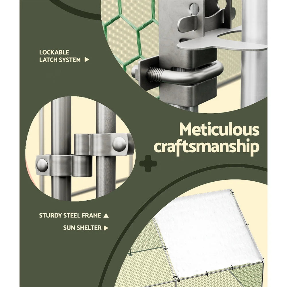 Chicken Coop Cage 3x6x2M Galvanized Steel