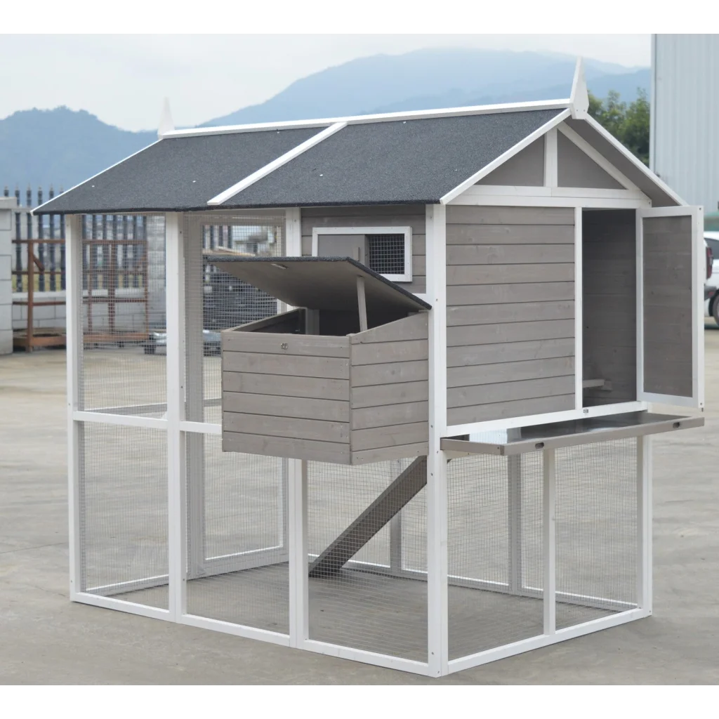 Chicken Coop - Grey XL Rabbit Guinea Pig Hutch Ferret Hen