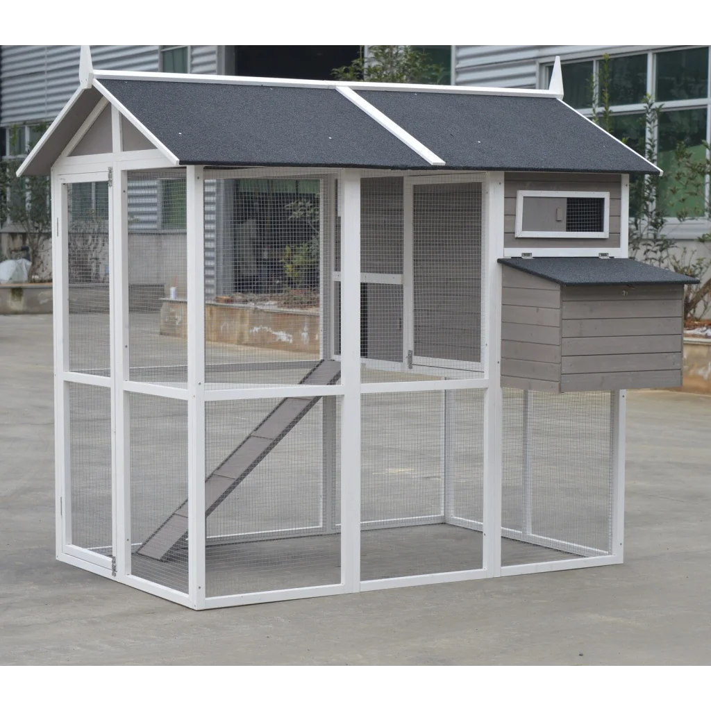 Chicken Coop - Grey XL Rabbit Guinea Pig Hutch Ferret Hen