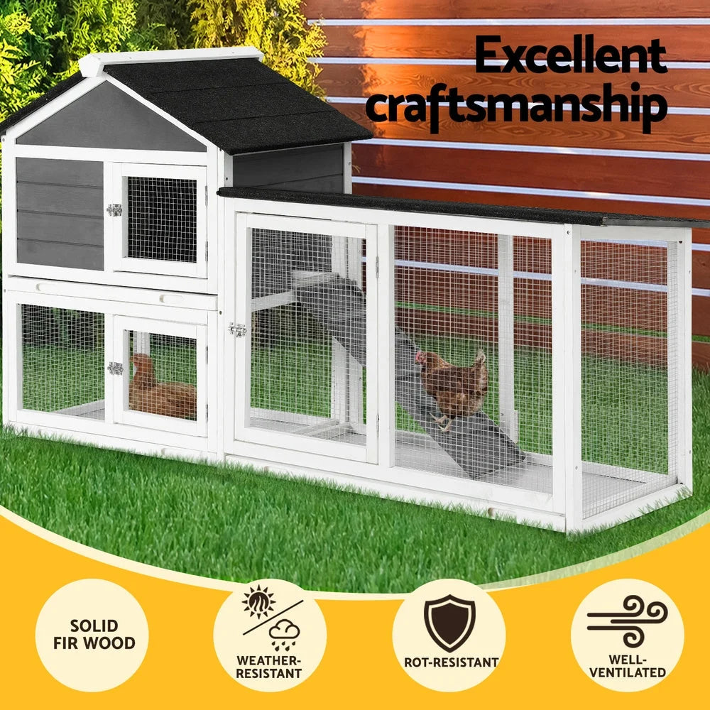 Chicken Coop Rabbit Hutch Extra Large Wooden House with Run