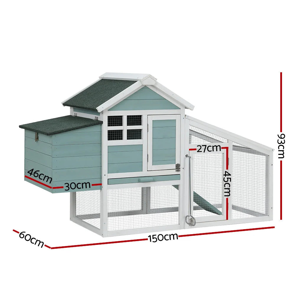 Chicken Coop Rabbit Hutch Large with House Run Cage 150x60x93cm Wooden