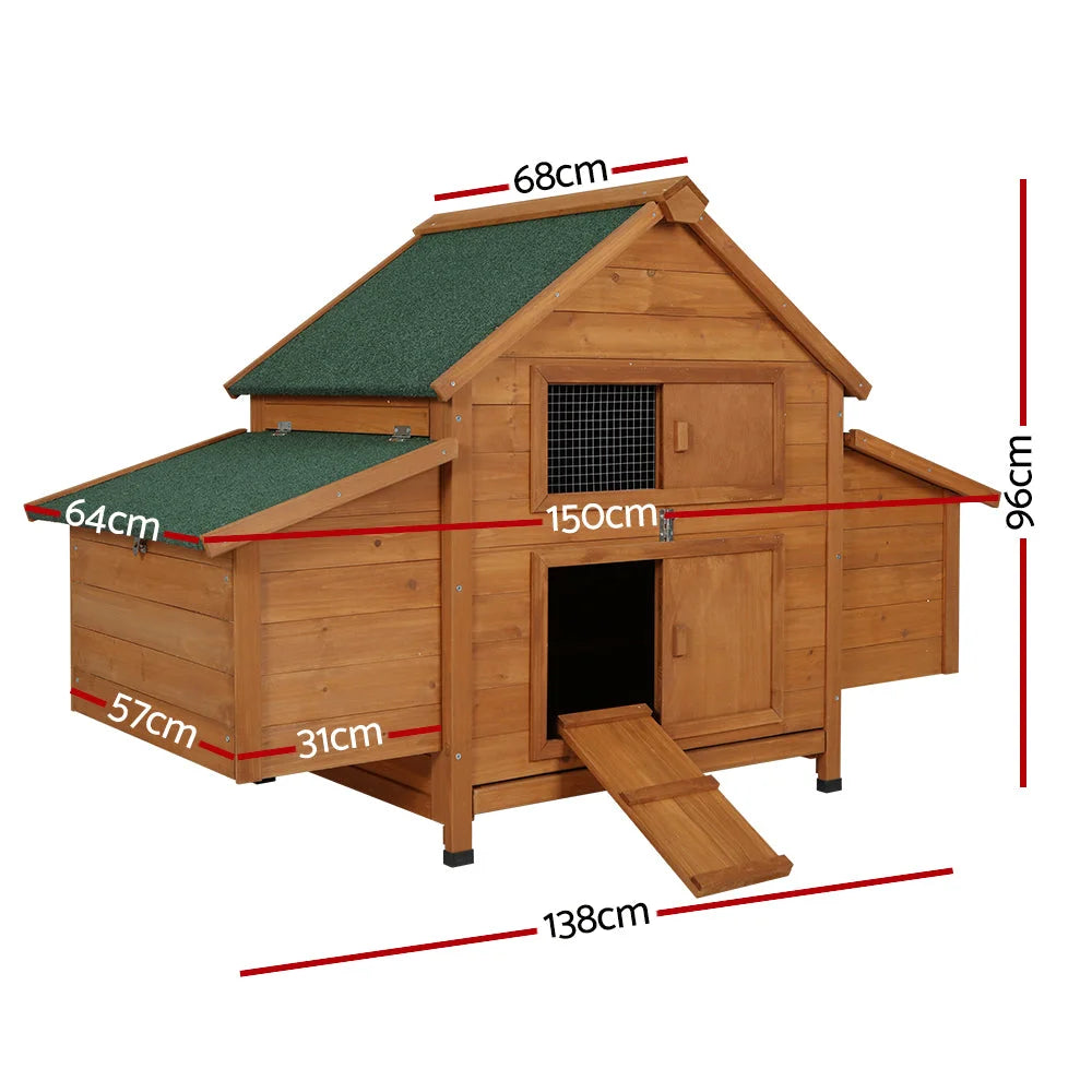 Chicken Coop Rabbit Hutch Large House Run Cage 150x68x96cm