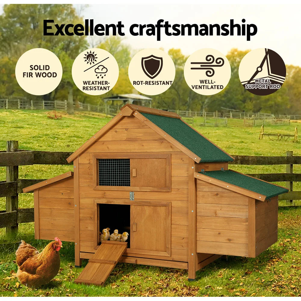 Chicken Coop Rabbit Hutch Large House Run Cage 150x68x96cm