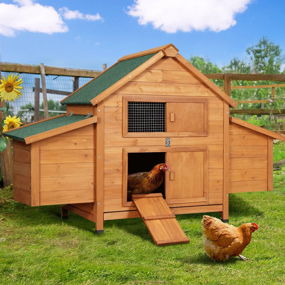 Chicken Coop Rabbit Hutch Large House Run Cage 150x68x96cm
