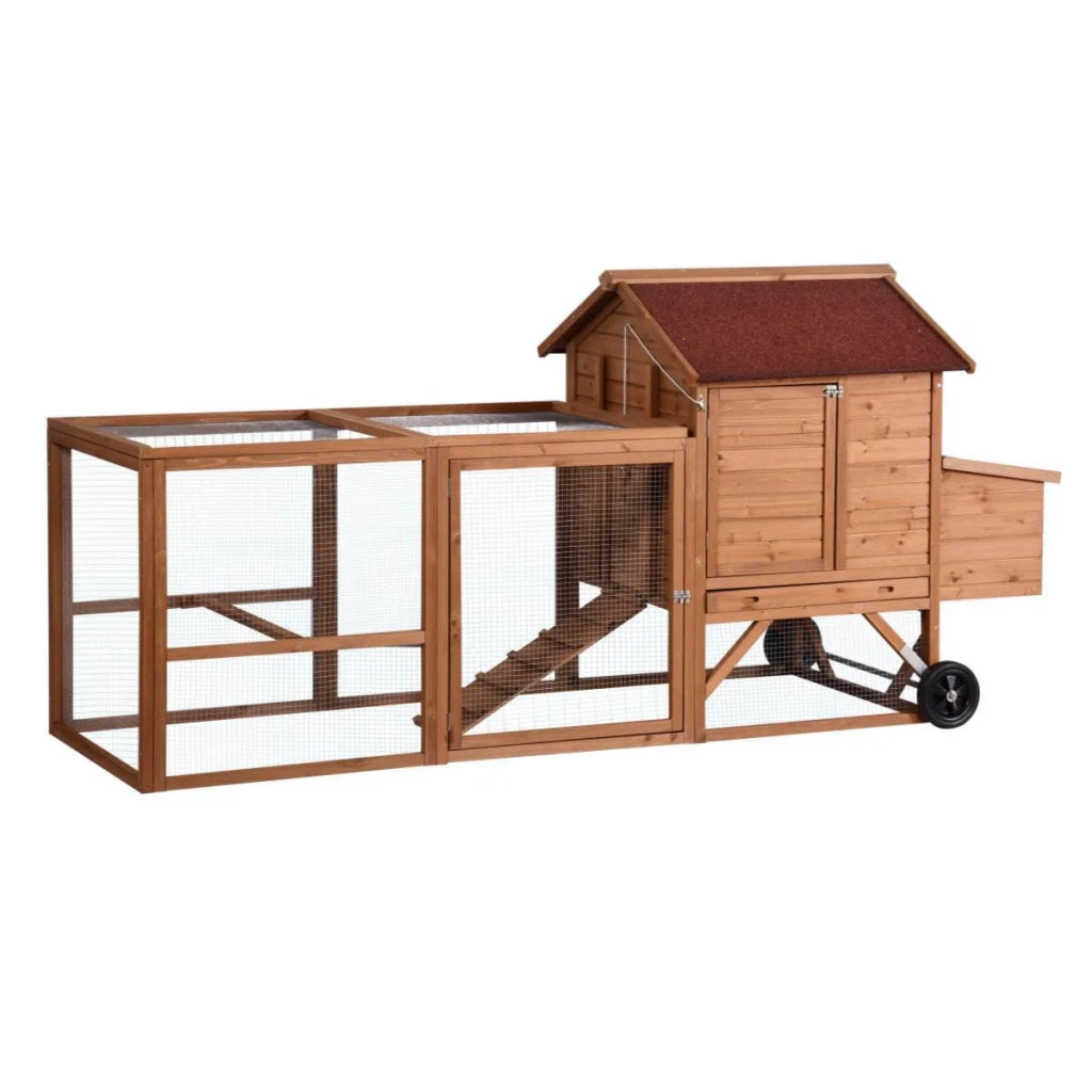 Chicken Coop Rabbit Hutch XL 248CM with Wheels - Ferret Hen