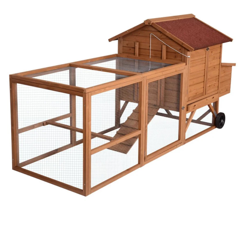 Chicken Coop Rabbit Hutch XL 248CM with Wheels - Ferret Hen