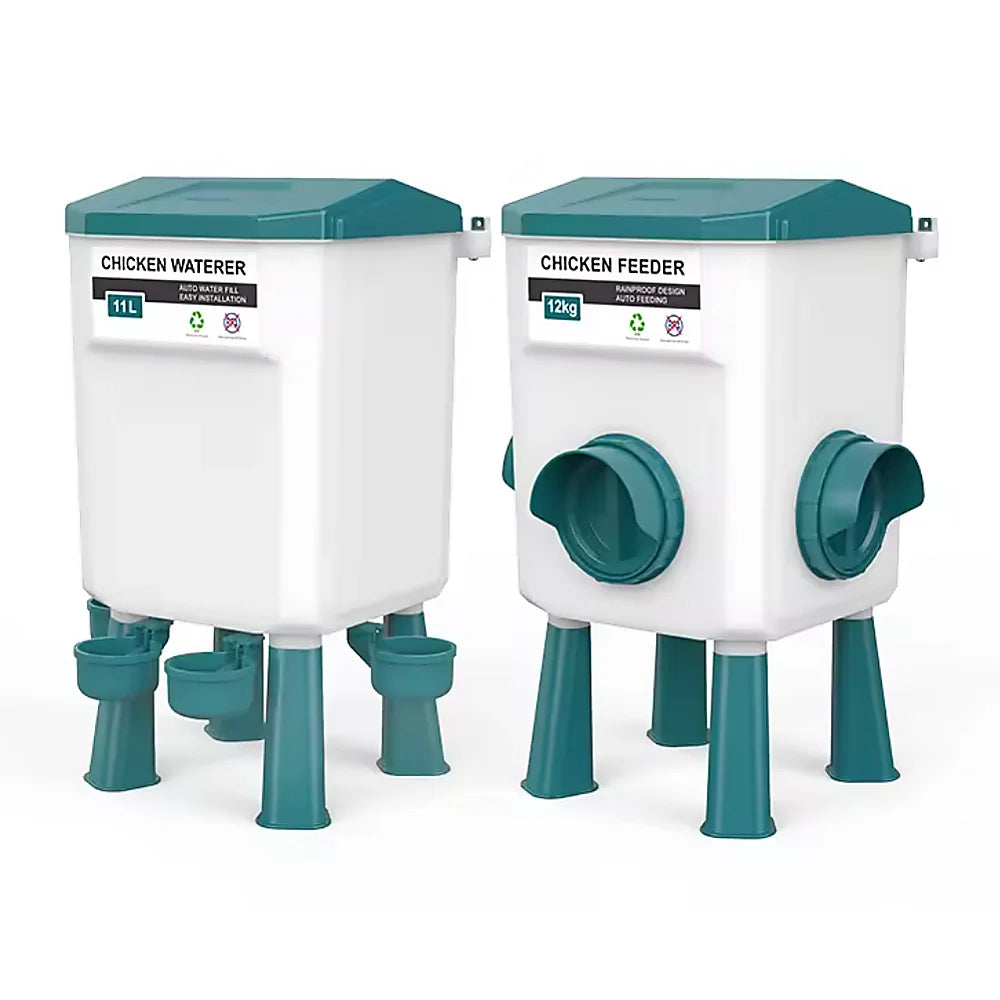 12kg chicken feeder water with caster wheels and side handle rail
