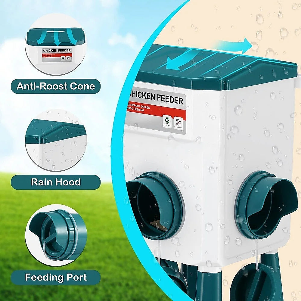 Chicken feeder water with handles, panels and accessory pieces
