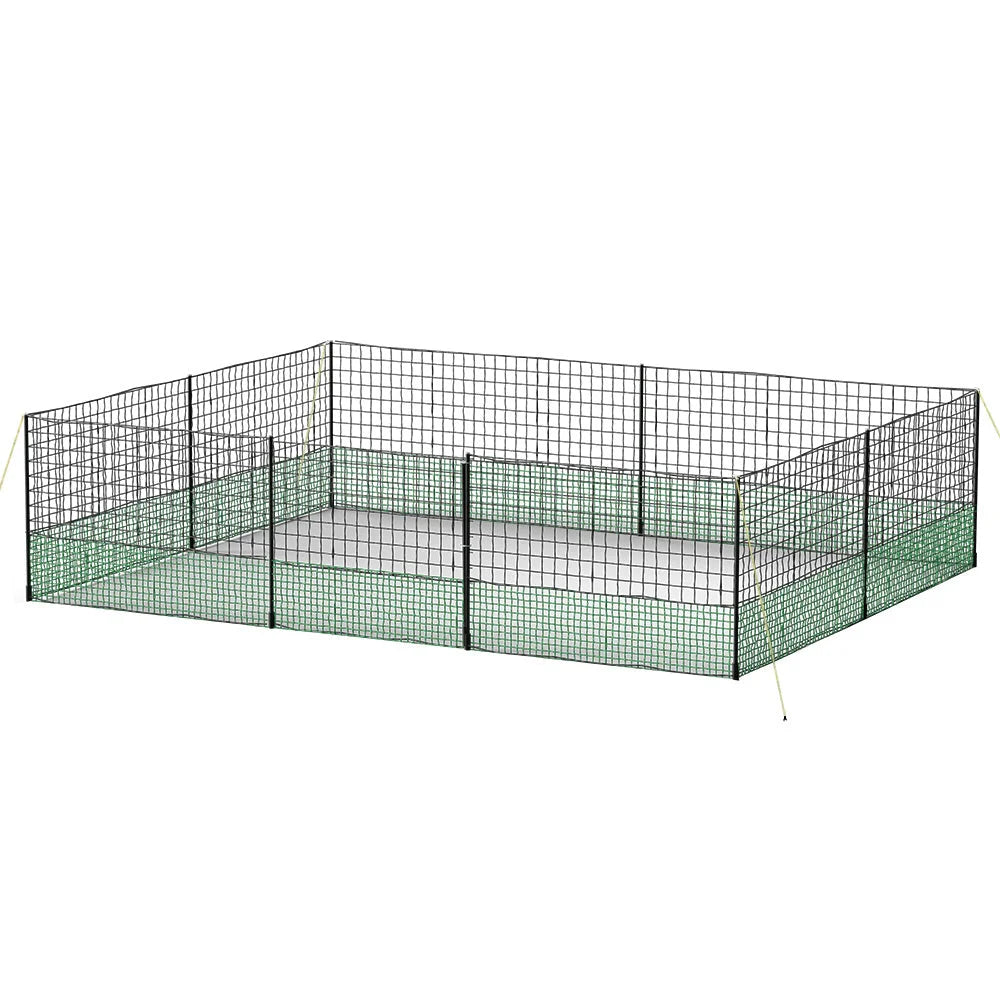 25m chicken coop run with steel posts and wire mesh sides