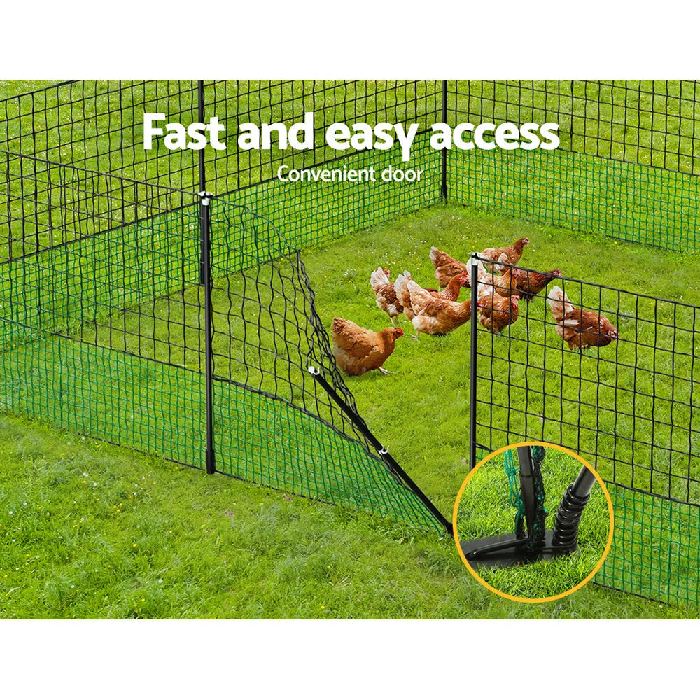 25m chicken coop run with metal run frame and mesh doorway