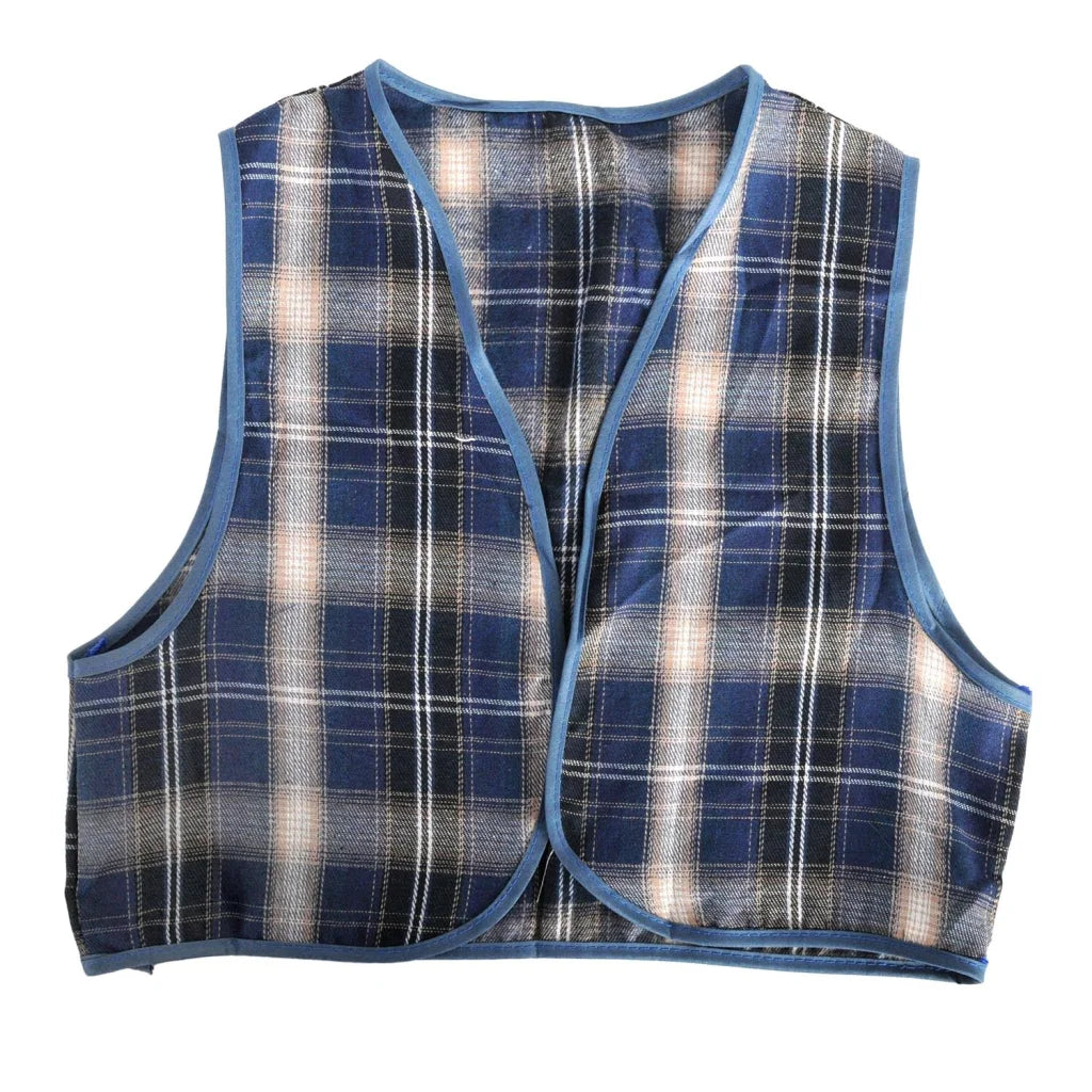 Childrens Blue Checkered Party Costume Vest Boys Kids