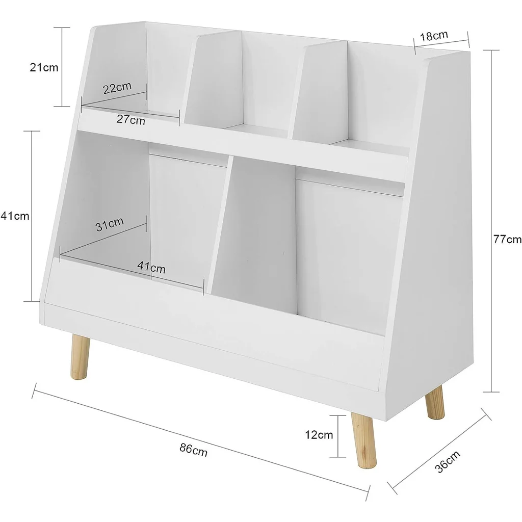 Childrens Shelving Unit 5 Compartments Bookcase - Baby &