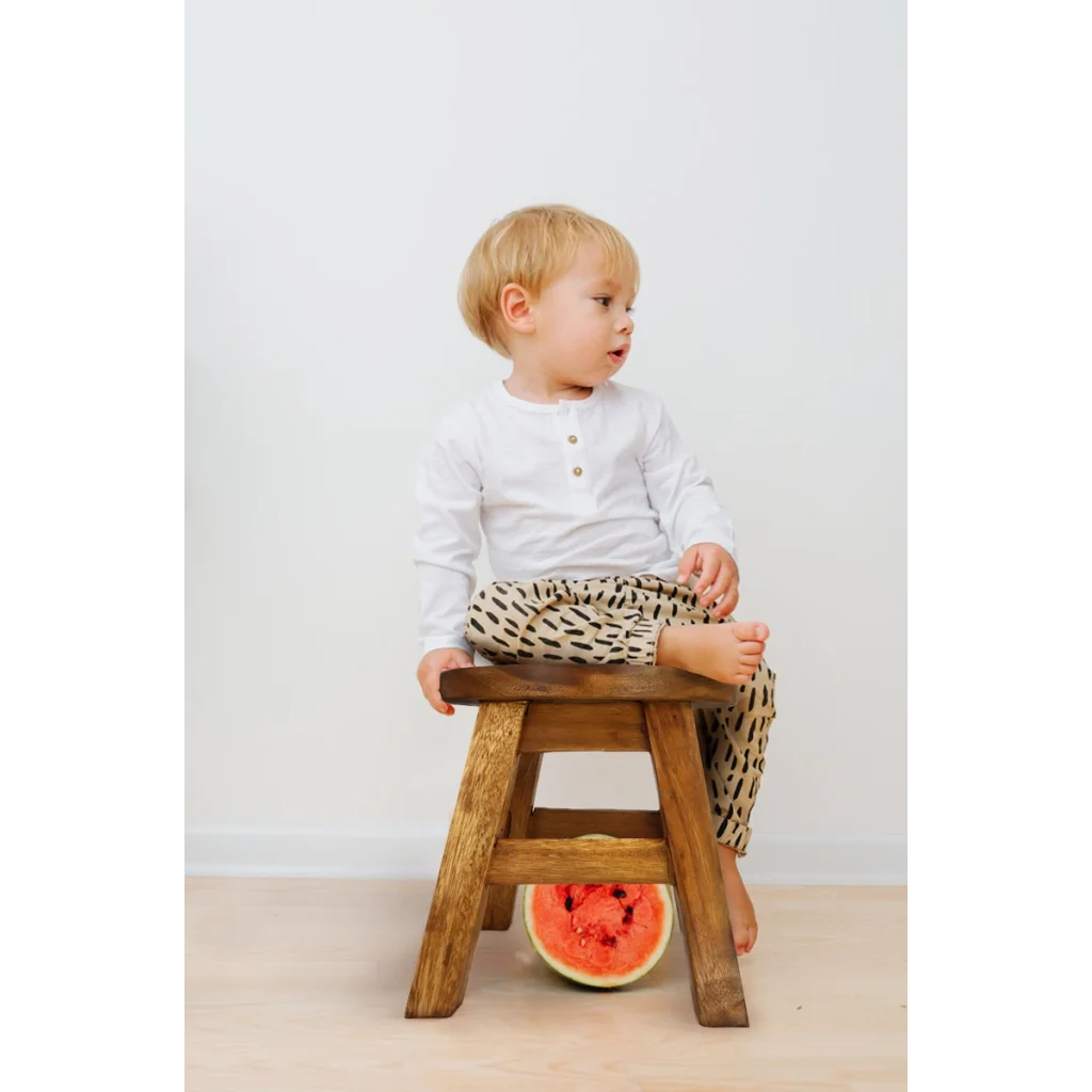 Children’s Wooden Stool Chair - Blue Baby Elephant Theme