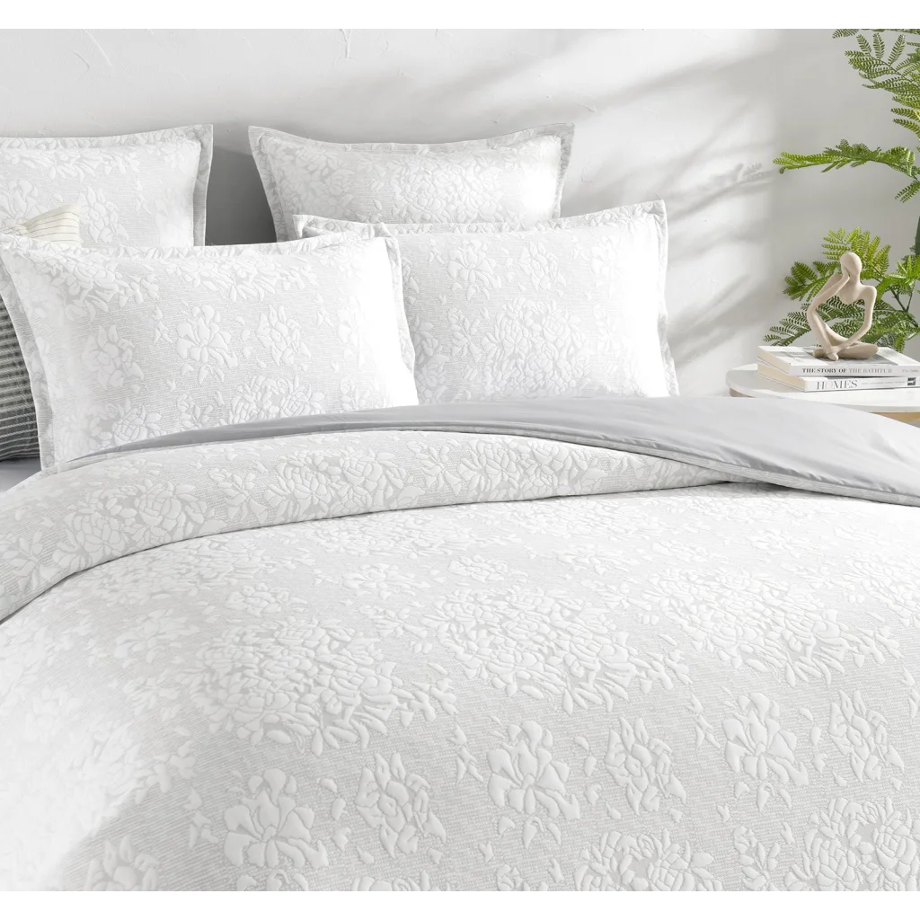 Chloe Jersey Jacquard Ivory Quilt Cover Set by Renee Taylor