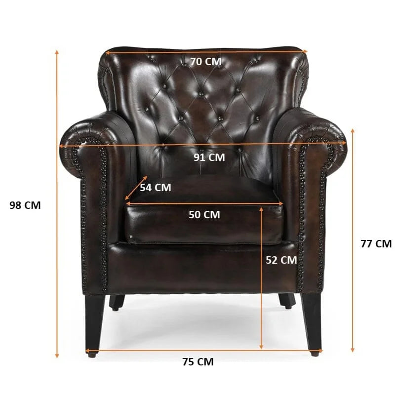 CHOCOLATE LEATHER ARMCHAIR - Furniture > Sofas > Sofas &