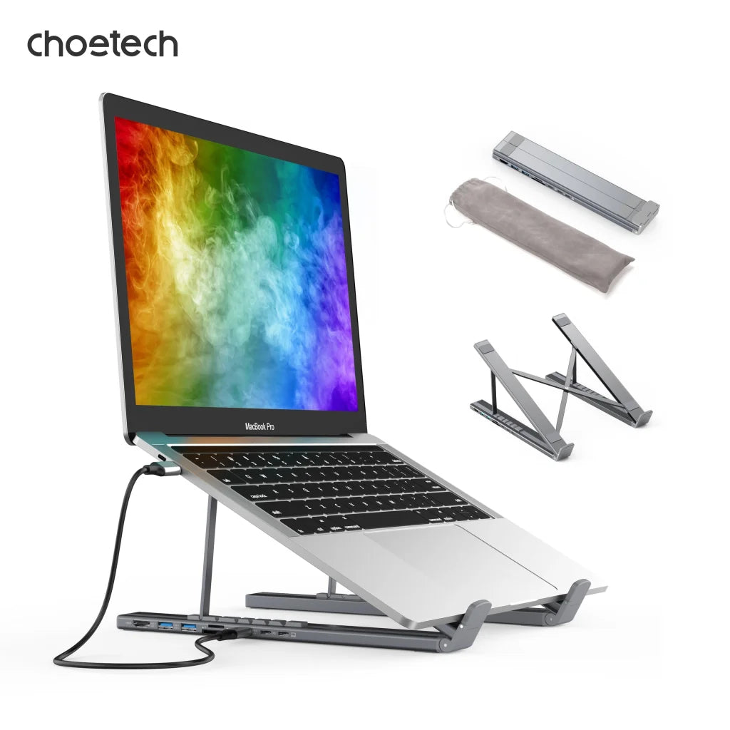 CHOETECH HUB-M48 7-in-1 Hub + Foldable Laptop stand USB-C