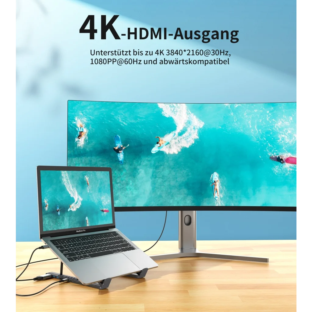 CHOETECH HUB-M48 7-in-1 Hub + Foldable Laptop stand USB-C