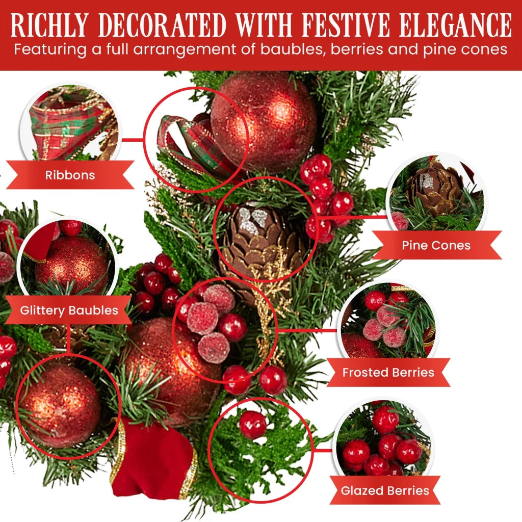 Christabelle 1.85m Christmas Garland with Red Berries Pine