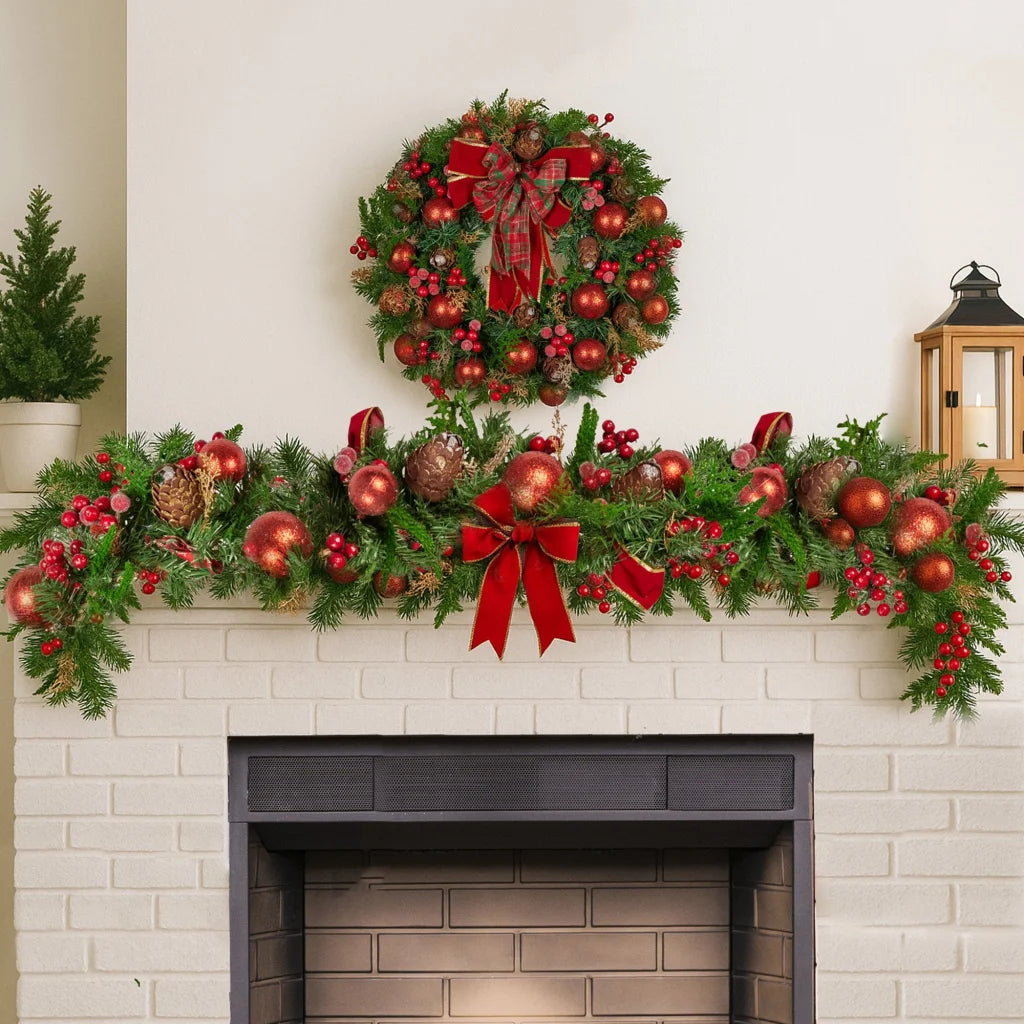 Christabelle 1.85m Christmas Garland with Red Berries Pine