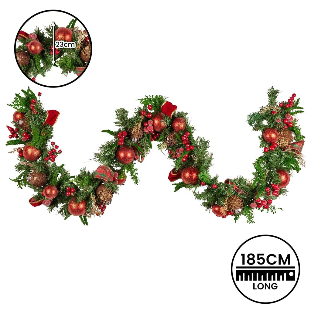 Christabelle 1.85m Christmas Garland with Red Berries Pine