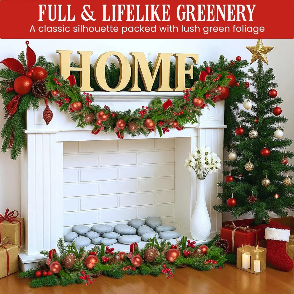 Christabelle 1.85m Christmas Garland with Red Berries Pine