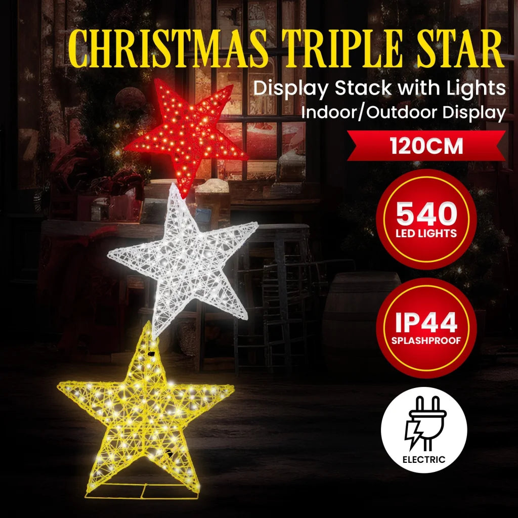 Christabelle 120cm Triple Star Christmas Display