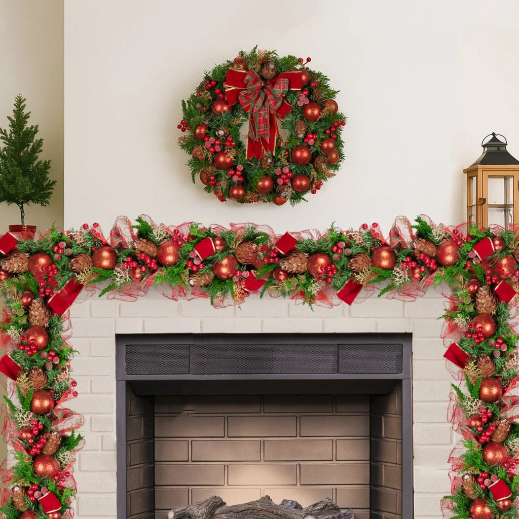 Christabelle 1m Christmas Garland with Red Berries & Pine