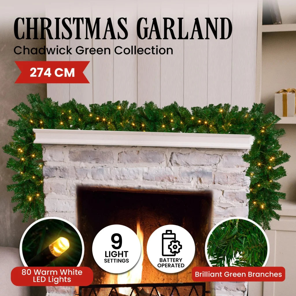 Christabelle 2.7m Christmas Garland with LED Lights
