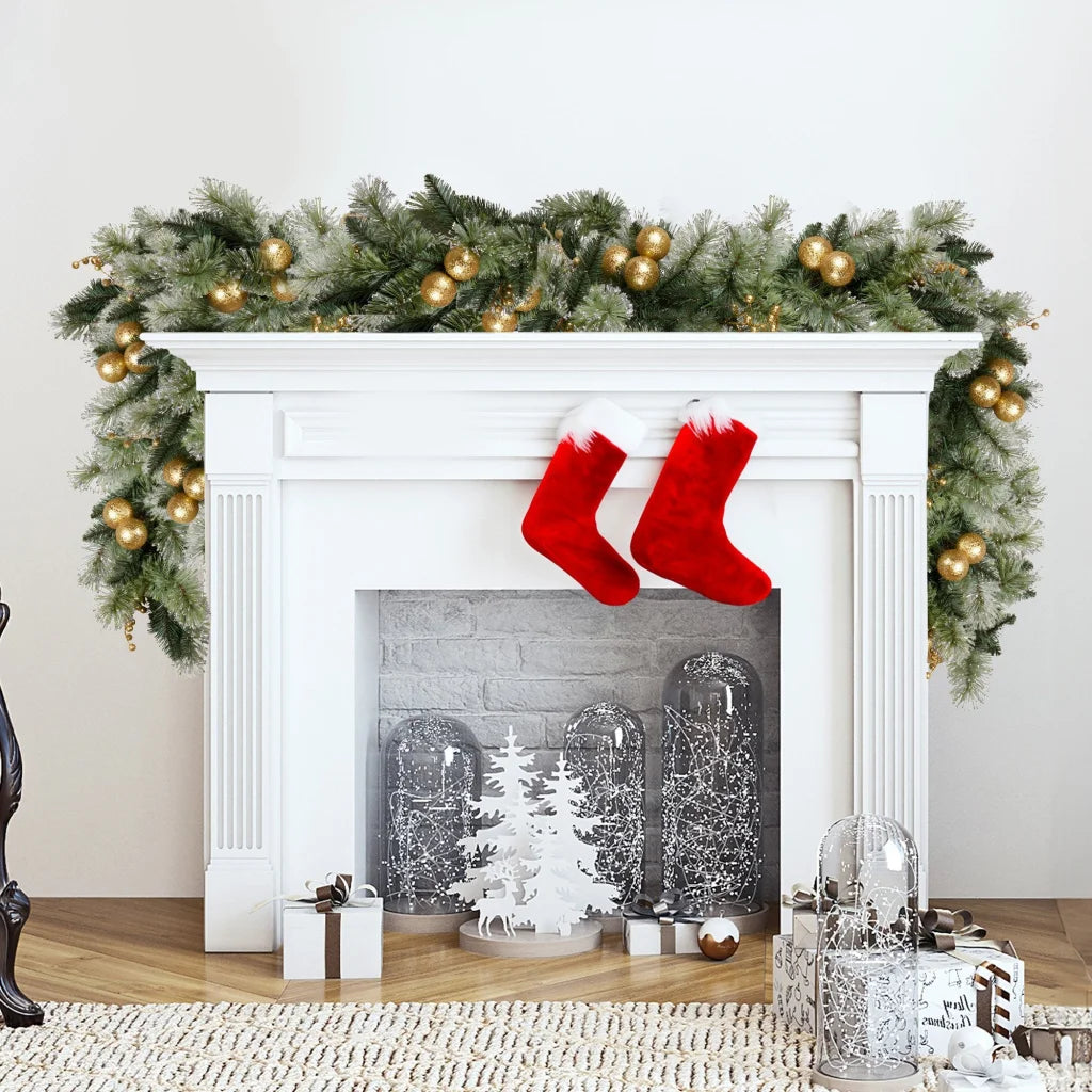 Christabelle 274cm Pre-lit Christmas Garland Gold Baubles