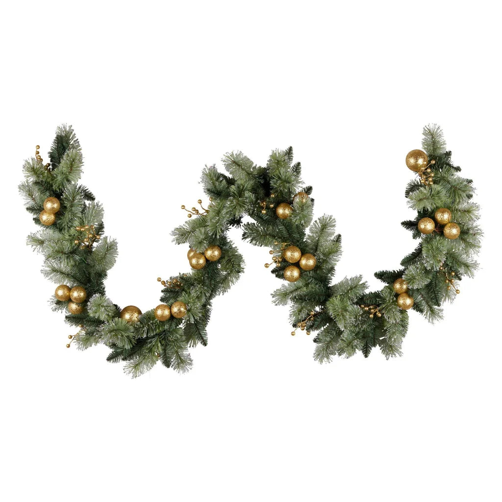 Christabelle 274cm Pre-lit Christmas Garland Gold Baubles