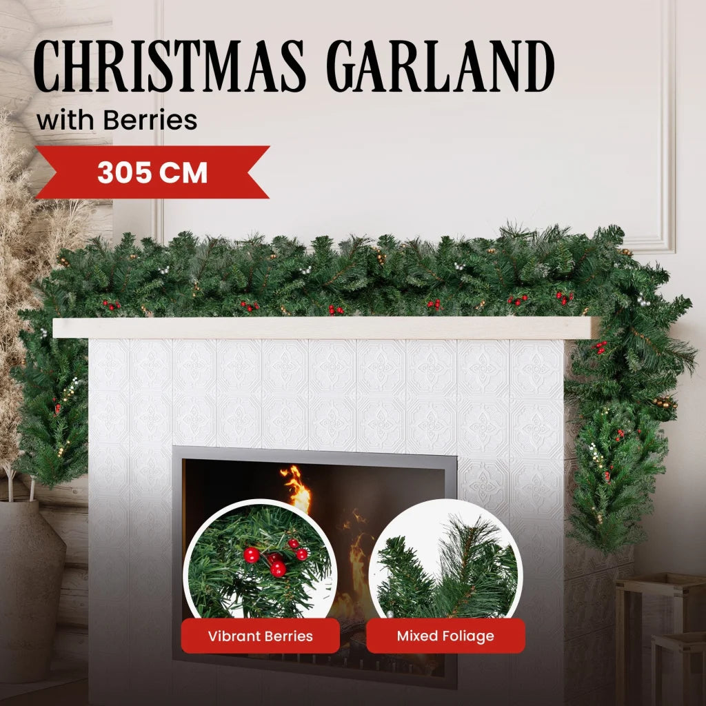 Christabelle 3.05m Christmas Garland with Berries Pine Tree