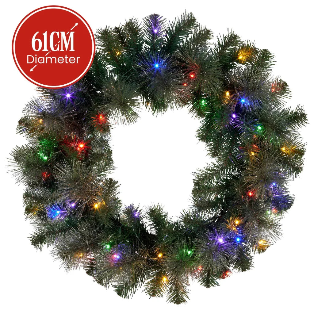 Christabelle 61cm Christmas Wreath with LED Lights Glittery