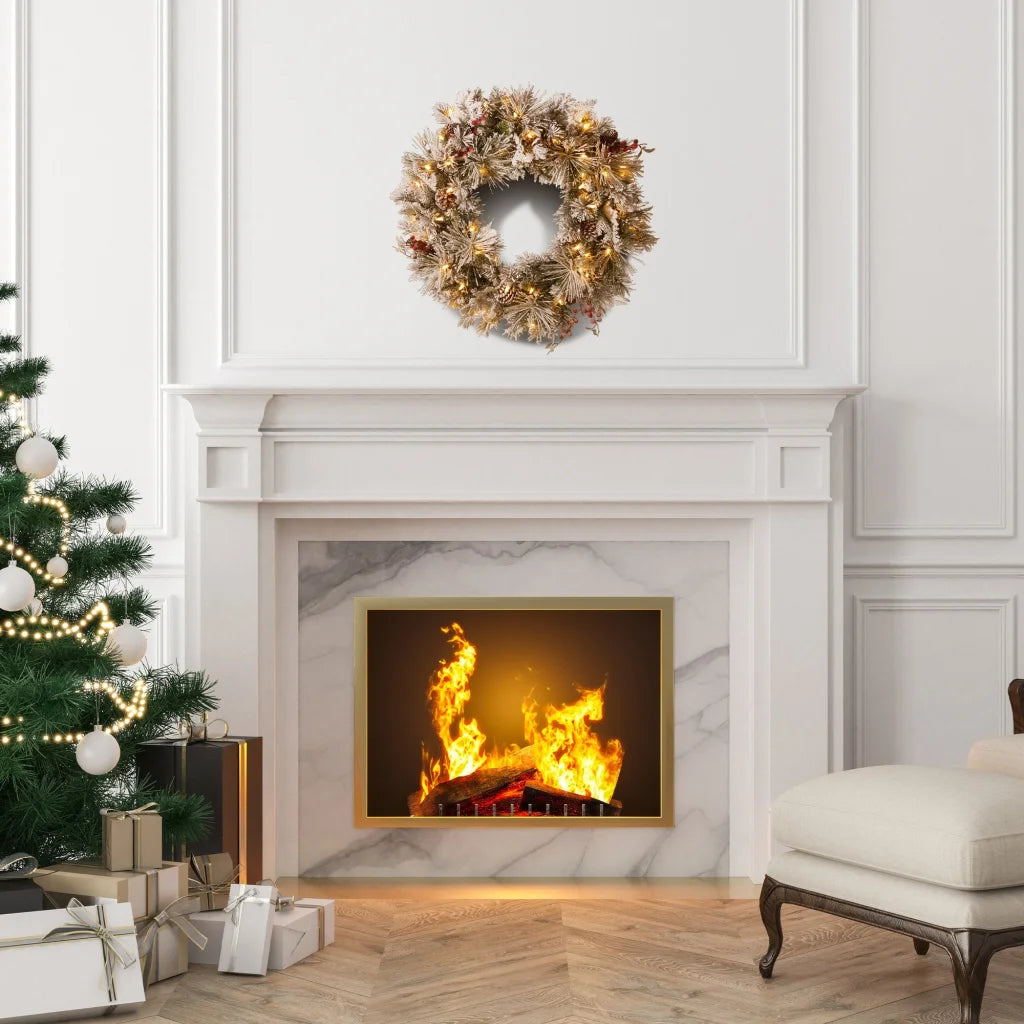 Christabelle 61cm Snowy Christmas Wreath Bedford with LED