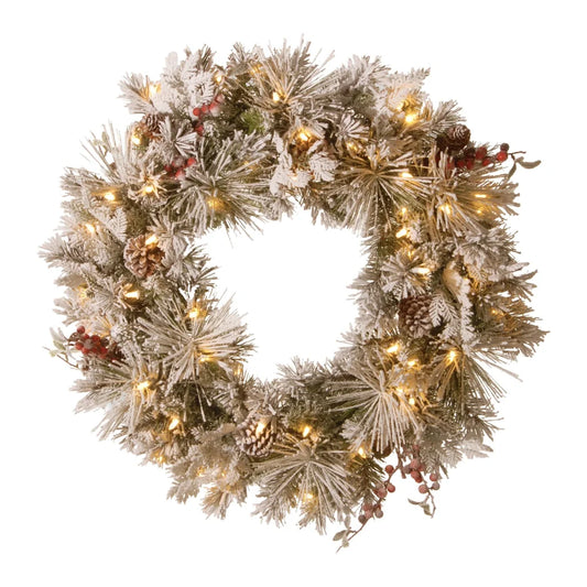 Christabelle 61cm Snowy Christmas Wreath Bedford with LED