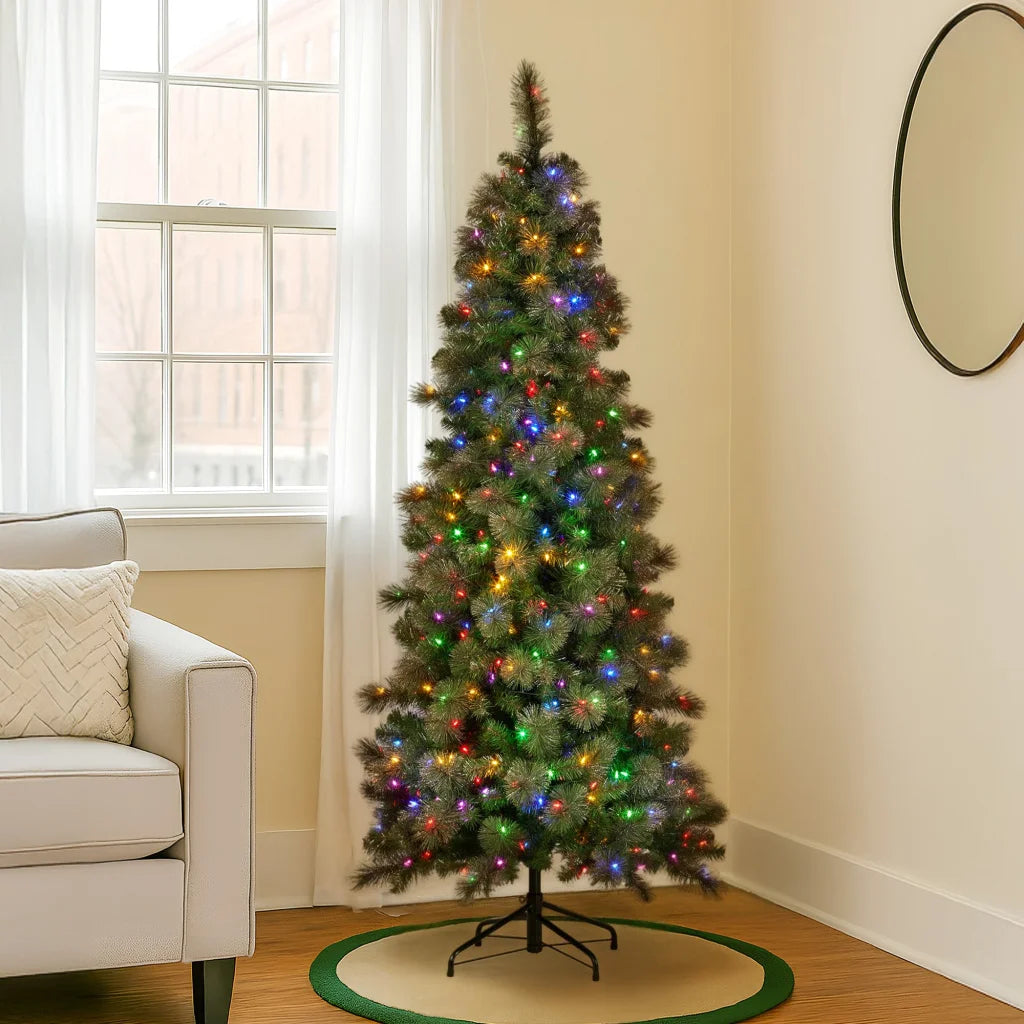 Christabelle 7.5ft Christmas Tree Slim Glittery Gold Pine