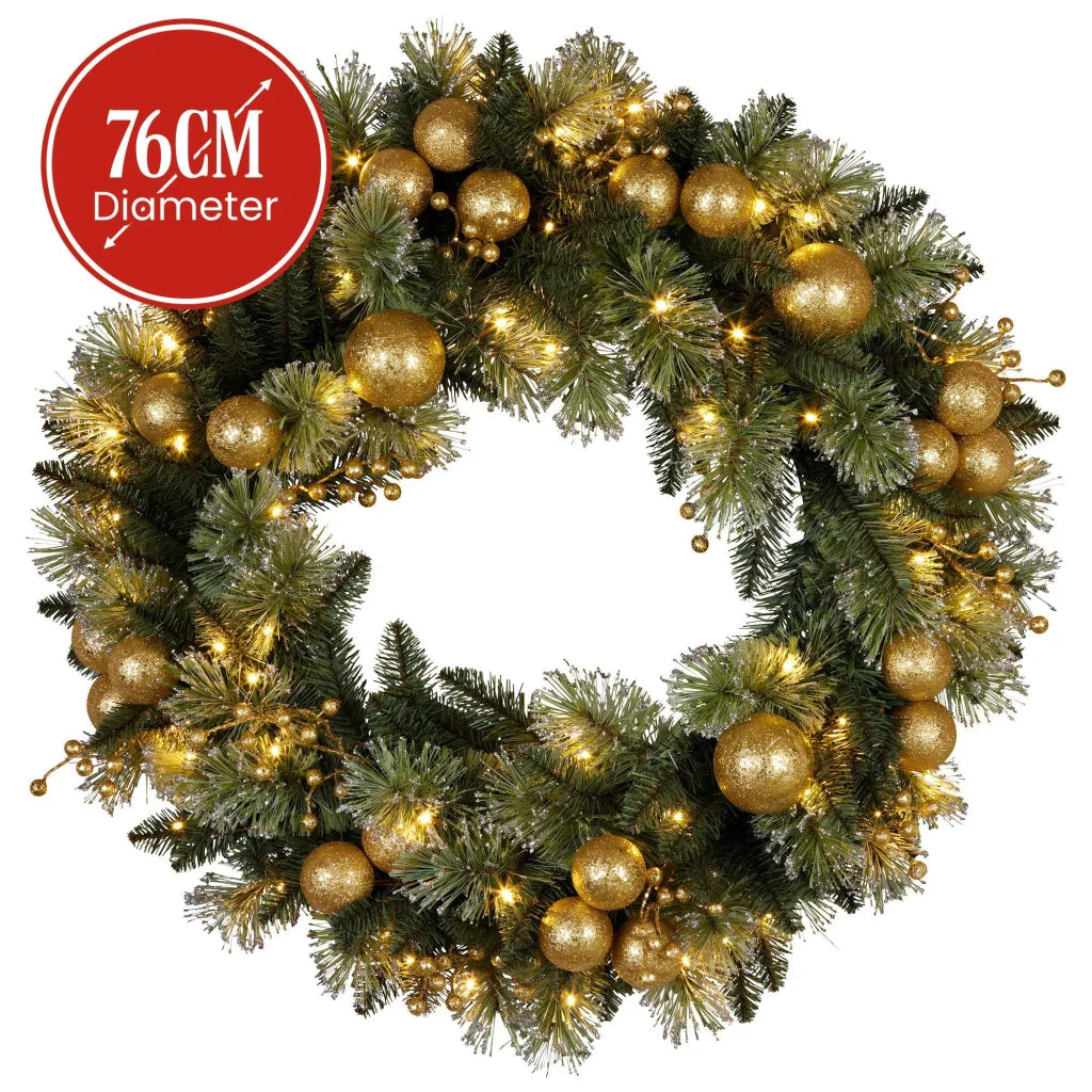 Christabelle 76cm Christmas Wreath Glittery Tipped with LED