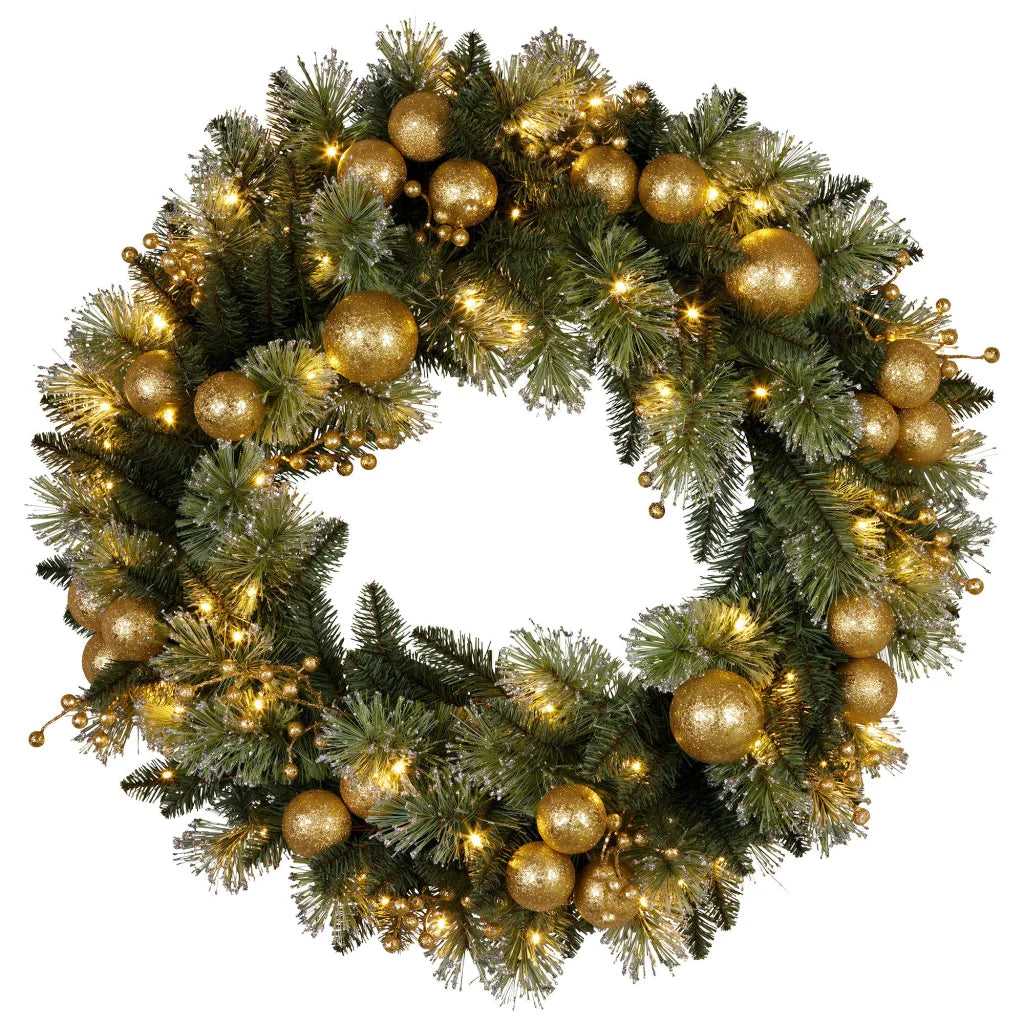 Christabelle 76cm Christmas Wreath Glittery Tipped with LED