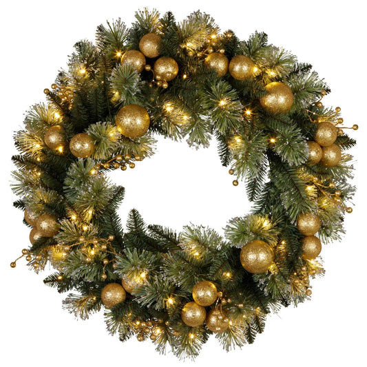 Christabelle 76cm Christmas Wreath Glittery Tipped with LED