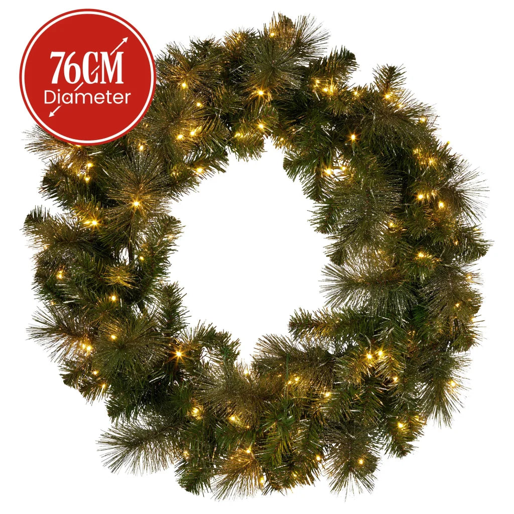 Christabelle 76cm Split Christmas Wreath with LED Lights