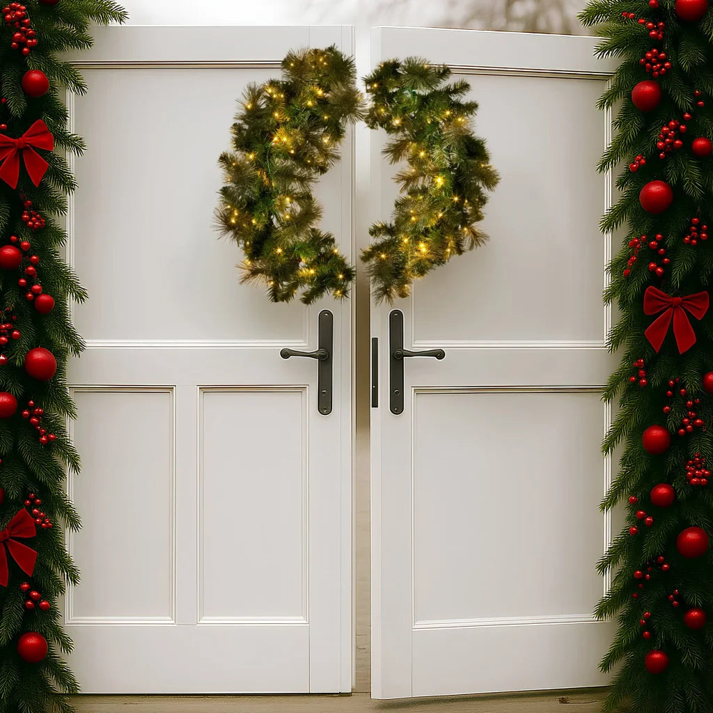 Christabelle 76cm Split Christmas Wreath with LED Lights
