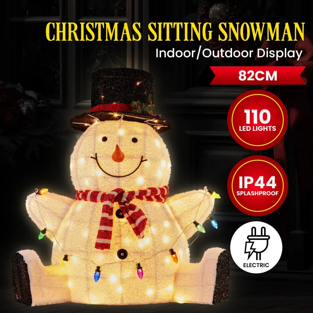 Christabelle 82cm Sitting Snowman Christmas Display