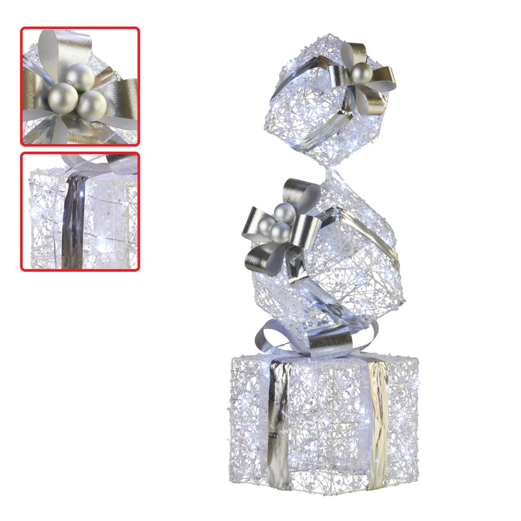 Christabelle 83cm Triple Christmas Silver Giftbox Stack
