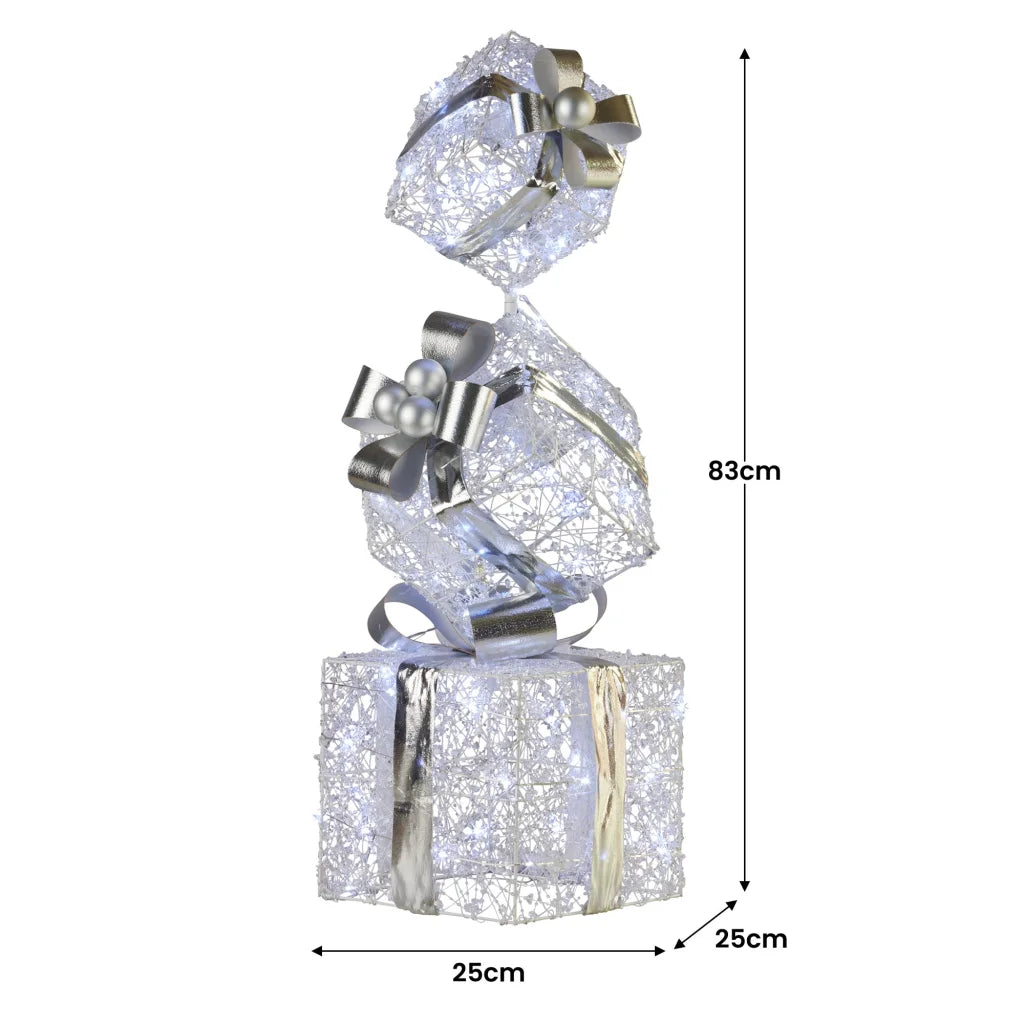 Christabelle 83cm Triple Christmas Silver Giftbox Stack