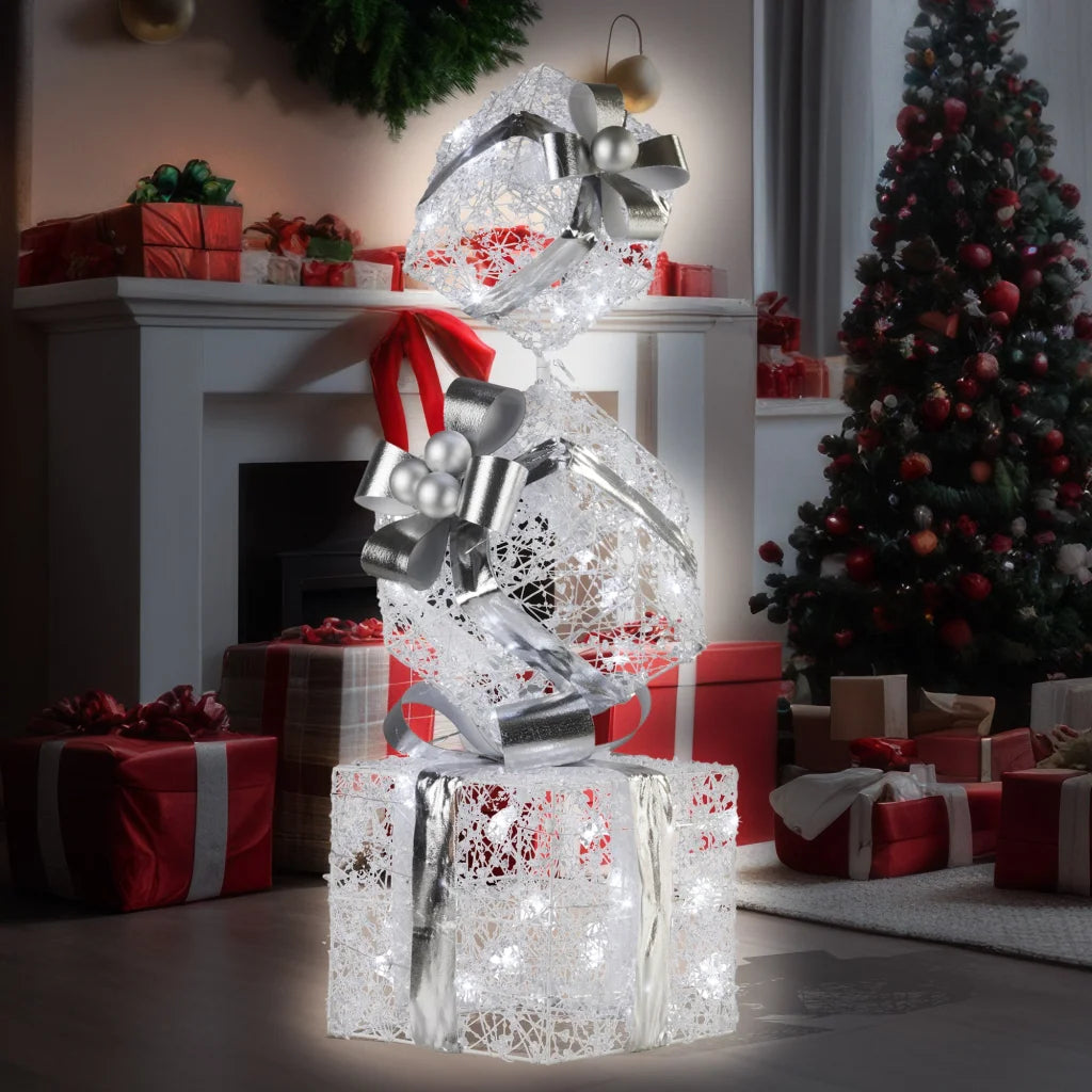 Christabelle 83cm Triple Christmas Silver Giftbox Stack