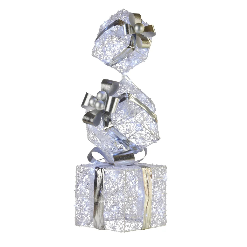 Christabelle 83cm Triple Christmas Silver Giftbox Stack