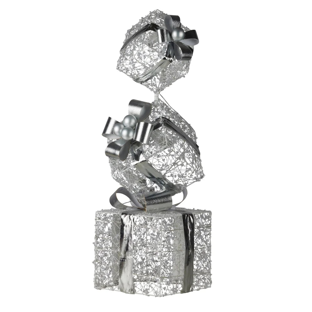 Christabelle 83cm Triple Christmas Silver Giftbox Stack