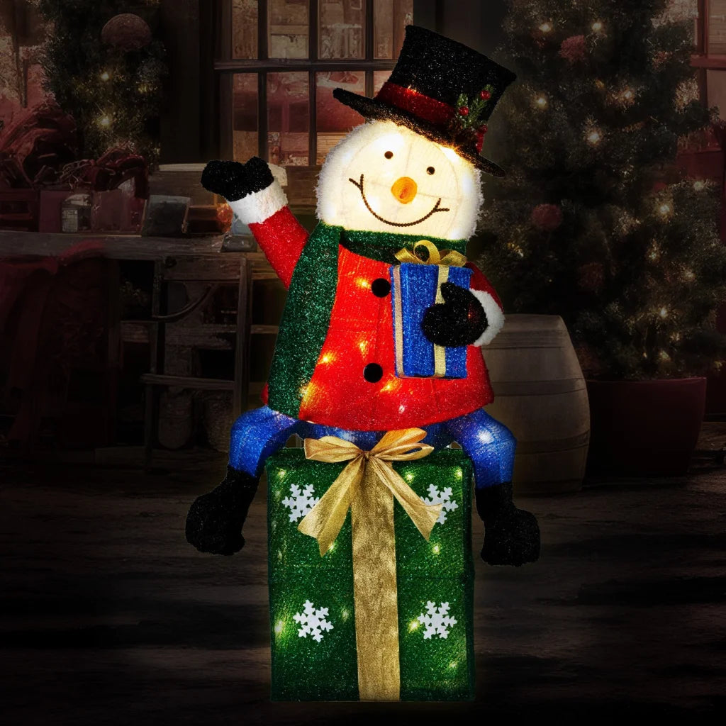 Christabelle 85cm Christmas Snowman On Presents Display