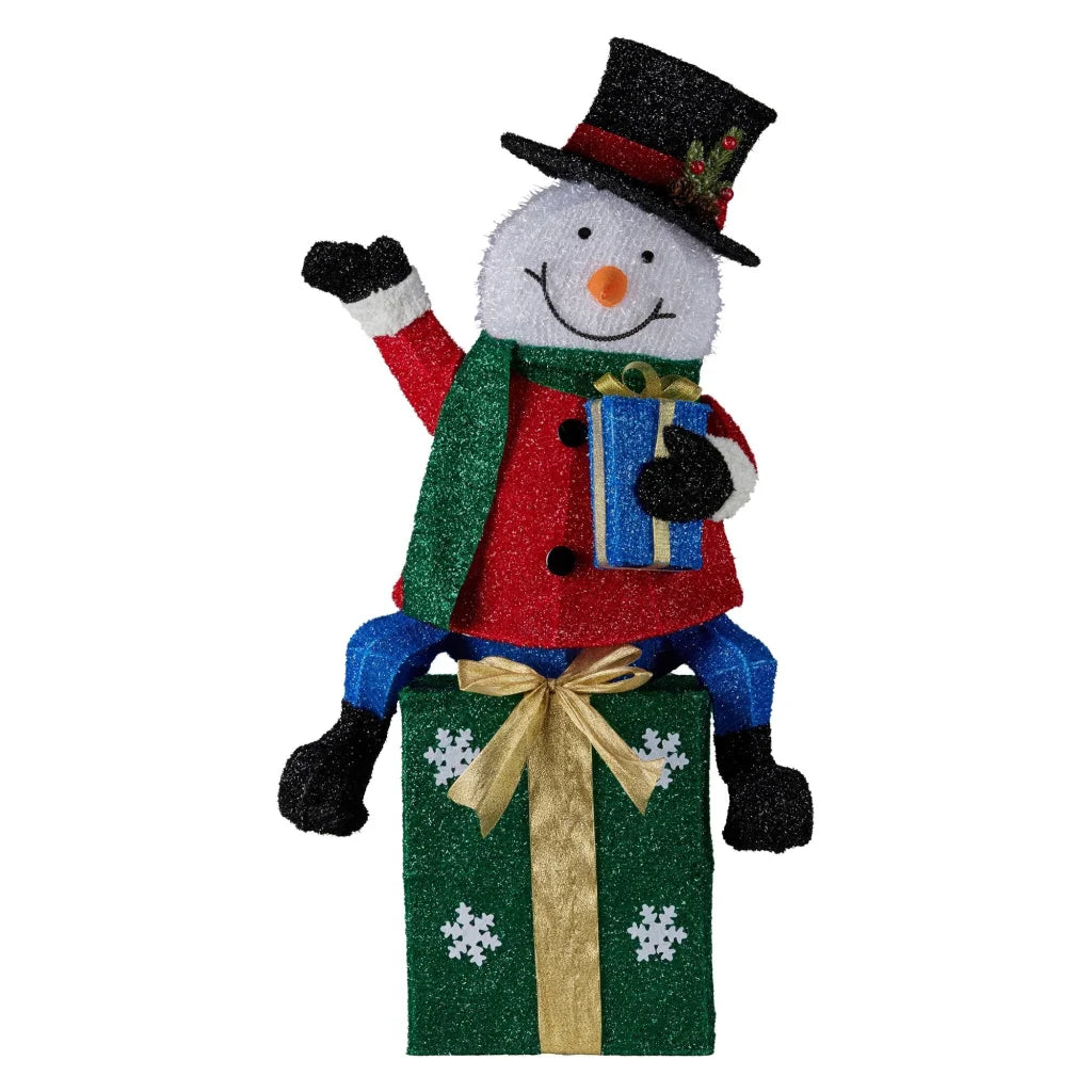 Christabelle 85cm Christmas Snowman On Presents Display